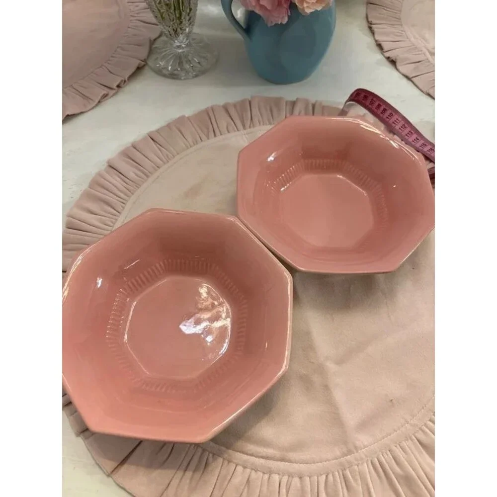 Vintage Pink Independence Ironstone Bowls